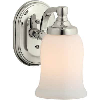 Bancroft 1 Light Polished Nickel Indoor Bathroom Wall Sconce, Position Facing Up or Down, UL Listed