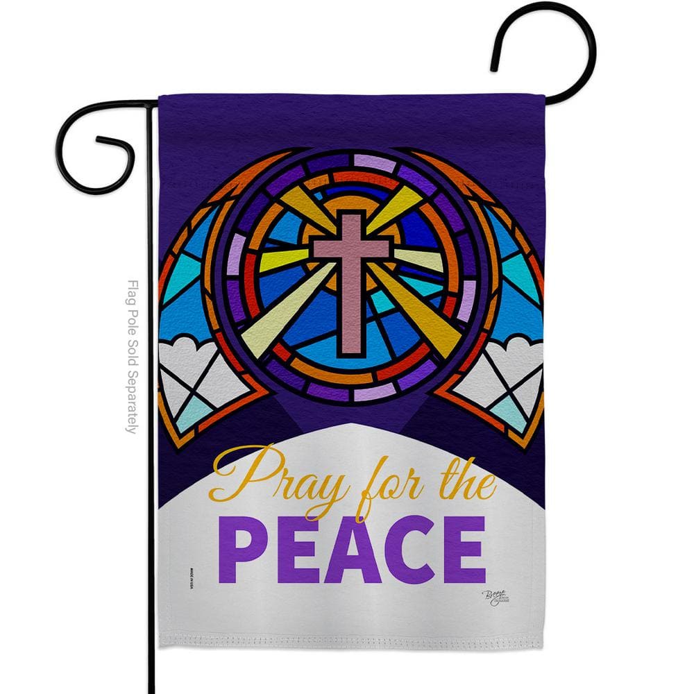 Breeze Decor 13 in. x 18.5 in. Pray For Peace Faith Garden Flag Double