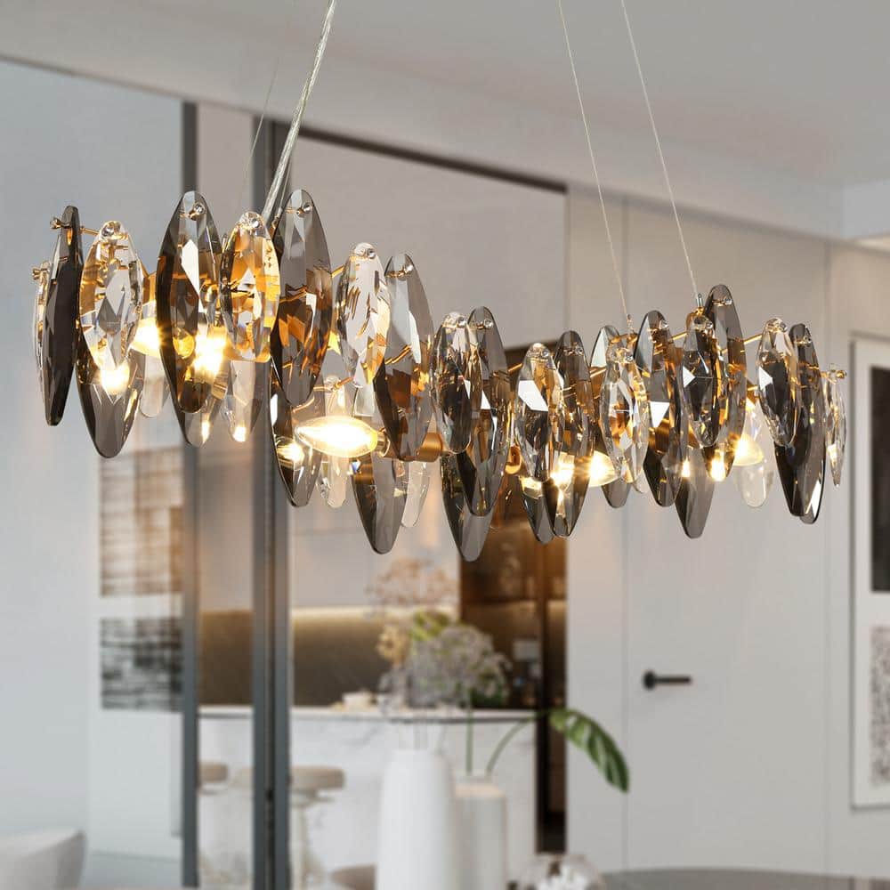 4-Light Satin Gold Crystal Linear Island Chandelier for Dining Room Kitchen Island, Modern Contemporary Pendant Light price history on PriceWatchPro