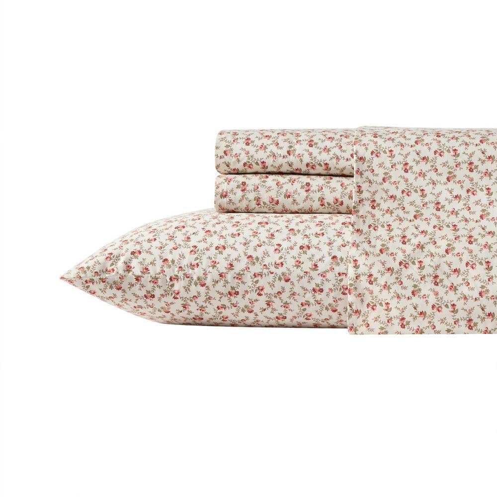 Laura Ashley Sweet Success 4-Piece Rosewood Pink Percale Cotton