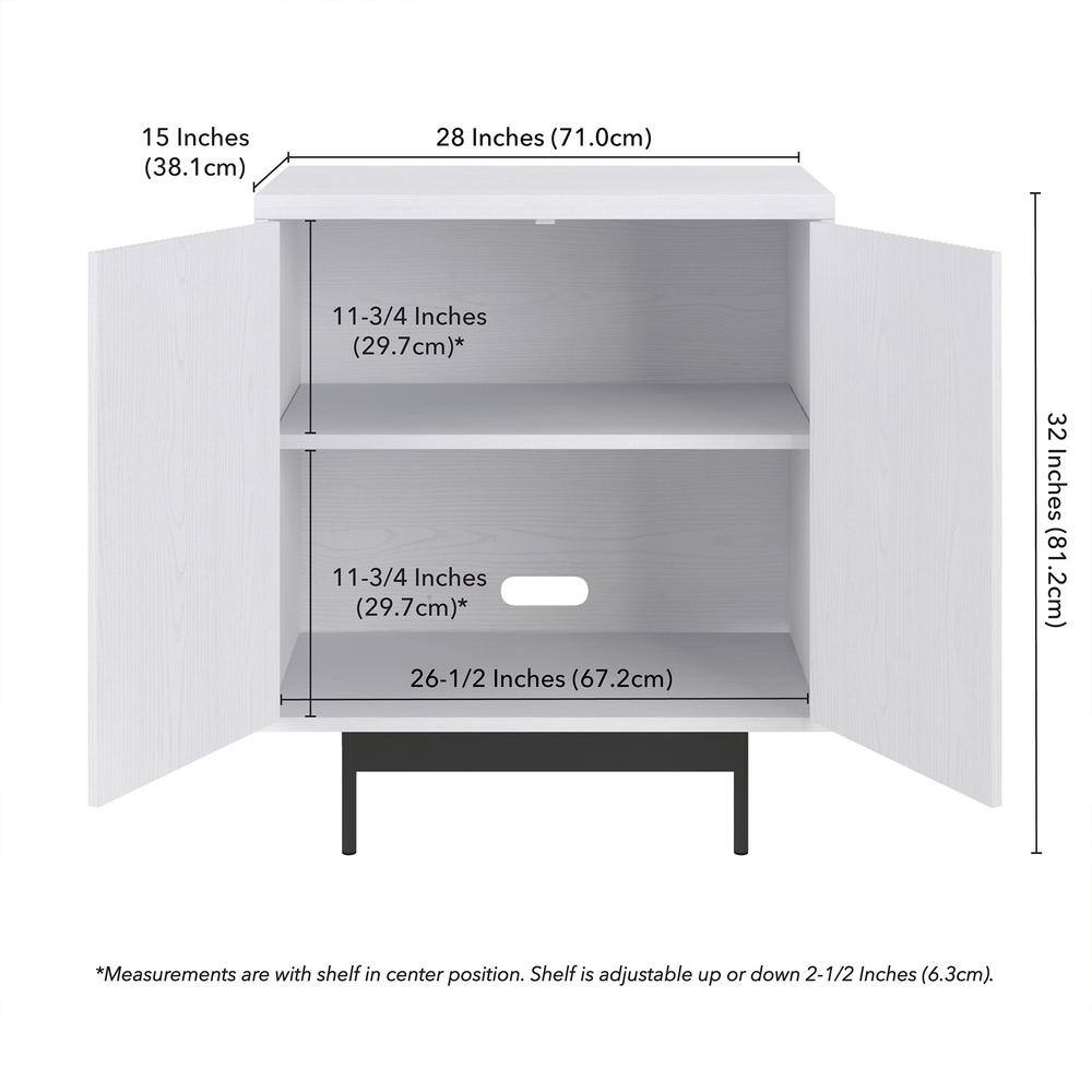 Whitman 28" White Ridged MDF Accent Cabinet with Adjustable Shelving