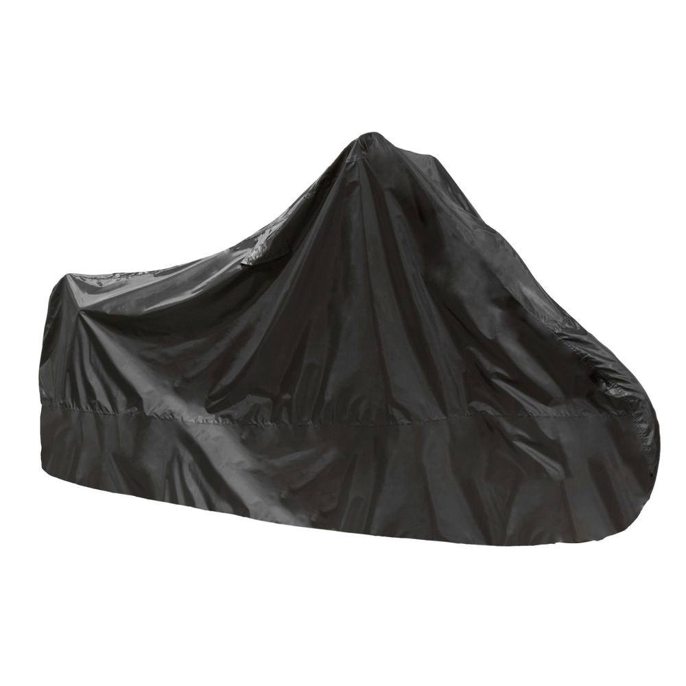 Large Black and Silver Polyester Outdoor Motorcycle Cover