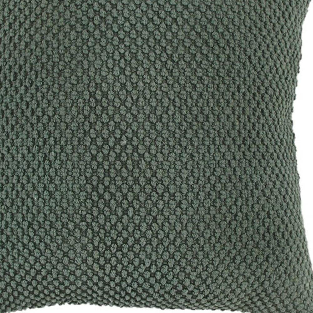 Olive Green Nubby Textured Cotton Square Throw Pillow