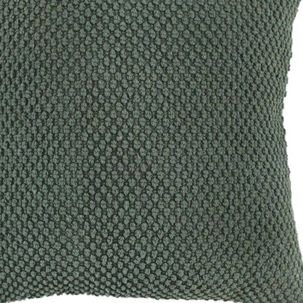 Olive Green Nubby Textured Cotton Square Throw Pillow