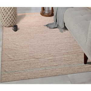 Pink Hand-Woven Wool Contemporary Natural Wool Flat Rug, 10' x 14', Area Rug