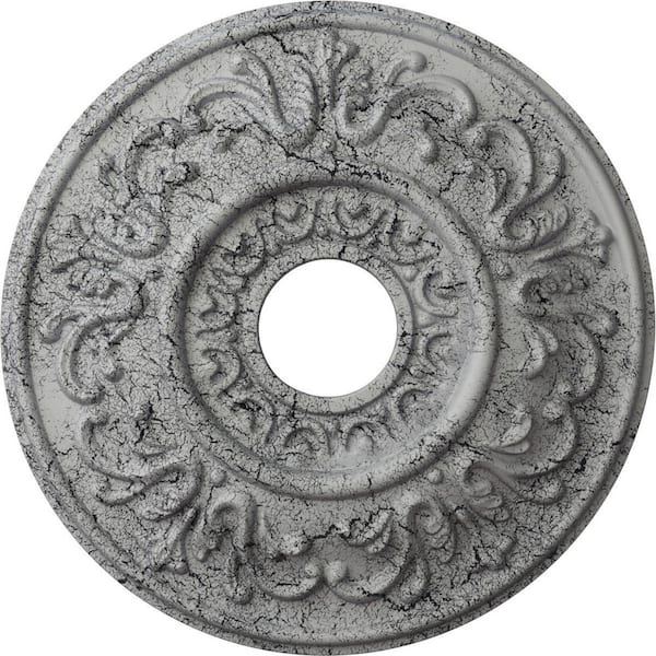 Ekena Millwork 1 in. x 18 in. x 18 in. Polyurethane Valletta Ceiling Medallion, Ultra Pure White Crackle