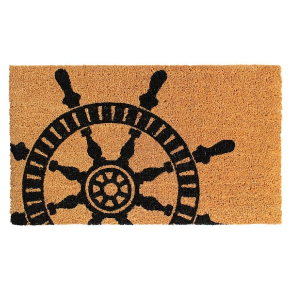 Unbranded Welcome Anchor Natural 18 in. x 30 in. Coir Non-Slip Outdoor Door Mat