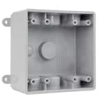 2-Gang Gray Weatherproof Box with Four 3/4 in. and Three 1/2 in. Holes