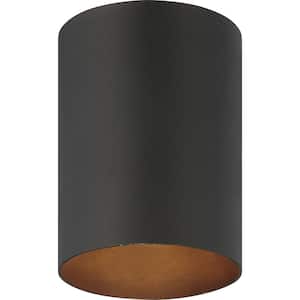75-Watt 1-Light Black Aluminum Outdoor Flush Mount Cylinder Ceiling Fixture