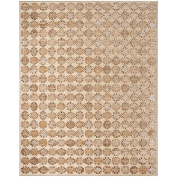 Martha Stewart 8 ft. x 10 ft. Stone/Cream Geometric Burst Area Rug