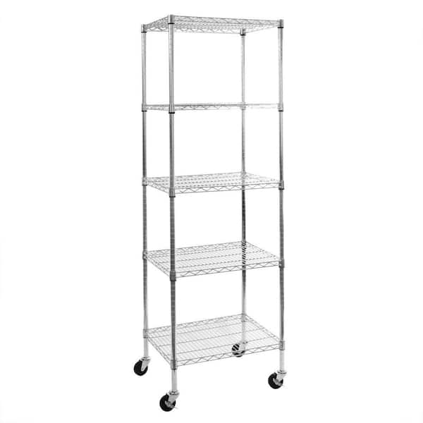 Seville Classics 24 in. W x 18 in. D x 72 in. H, UltraDurable Commercial-Grade 5-Tier NSF-Certified Wire Shelving with Wheels