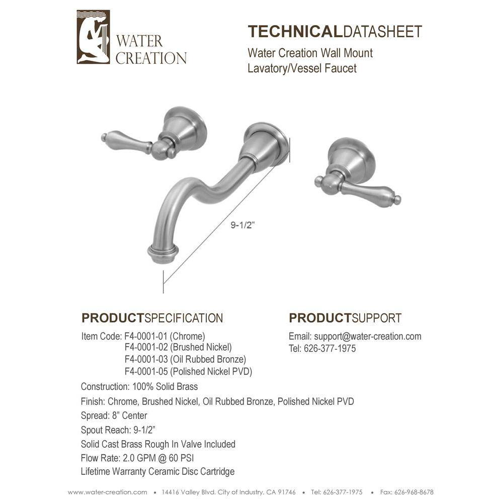 Elegant Brushed Nickel Double Handle Wall Mount Faucet