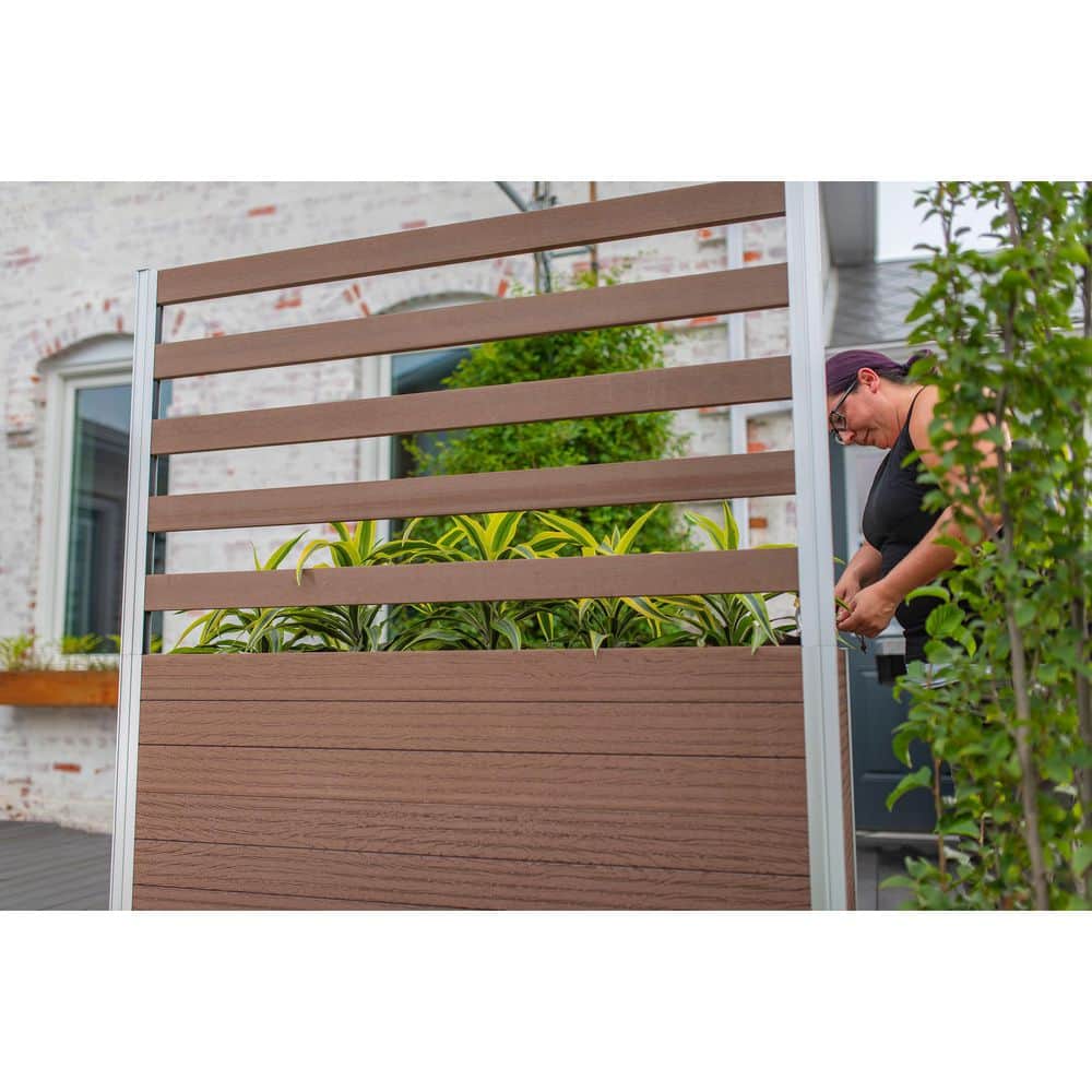 Espresso Brown Vinyl Large Planter Box with Trellis