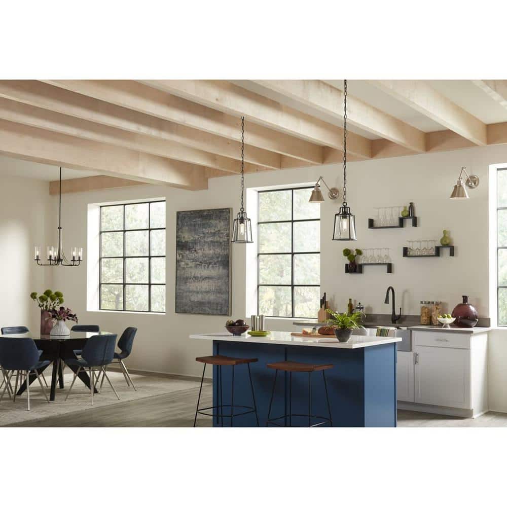Brushed Nickel Adjustable Swing Arm Wall Sconce with Metal Shade