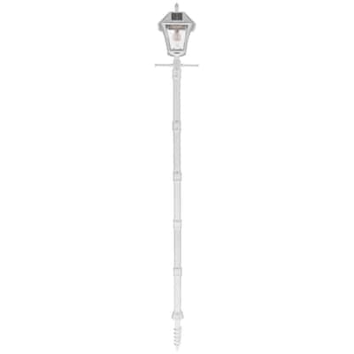 Baytown II Bulb White Resin Solar Warm-White Outdoor Integrated LED Post Light and Lamp Post with Inground Anchor