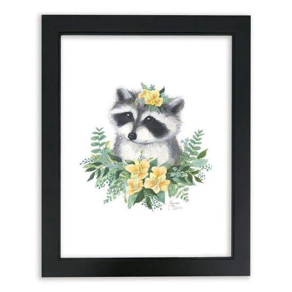 Unbranded Woodland Littles 1 "Raccoon" by Alyssa Lewis Individual Black Framed Animal Art Print 20 in. x 16 in.