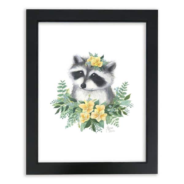 Unbranded Woodland Littles 1 "Raccoon" by Alyssa Lewis Individual Black Framed Animal Art Print 24 in. x 18 in.