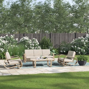 Arsterie 4-Piece Aluminum Outdoor Conversation Set with Beige Cushions