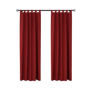 Weathermate Tab Top Burgundy Cotton Smooth 40 in. W x 54 in. L Tab Top Indoor Room Darkening Curtain (Double Panels)