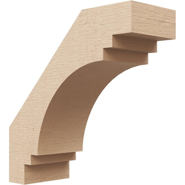 Ekena Millwork 3 in. x 8 in. x 8 in. Pescadero Rough Cedar Woodgrain Timberthane Polyurethane Knee Brace, Primed