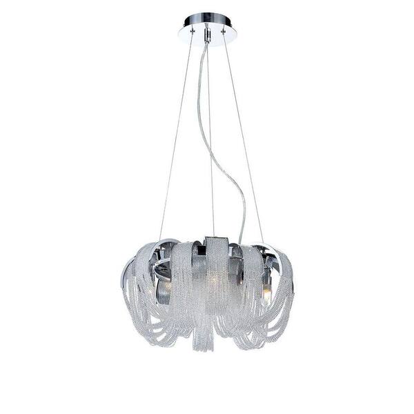 Eurofase Sage Collection 4-Light Chrome and Clear Chandelier with Crystal Shade