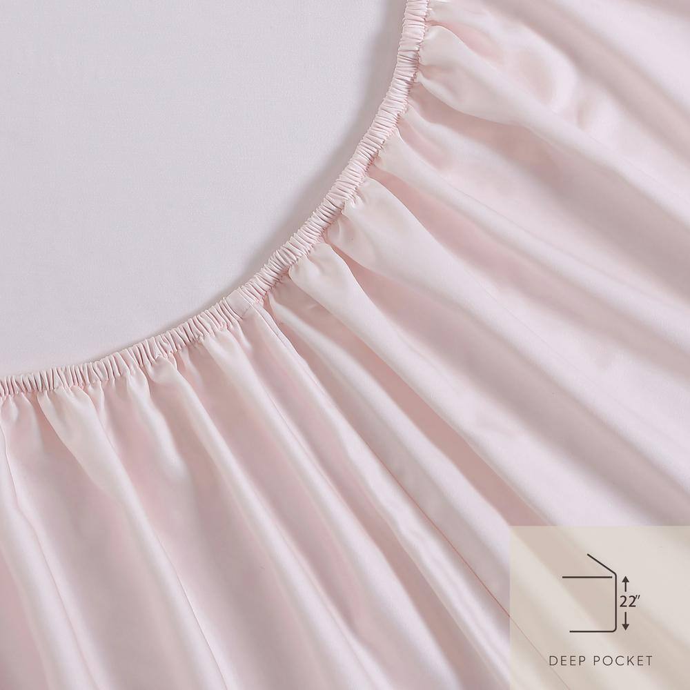 King Solid Pink Cotton Polyester Sateen Sheet Set
