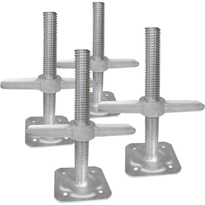 12 in. Leveling Jacks in Galvanized Steel, Safety Equipment for Baker Style Construction Scaffolding Platform (4-Pack)