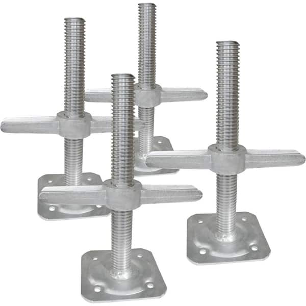 Leveling Jack Adjustable Galvanized Steel Scaffolding Screw Base Plate 8 Pack 24 