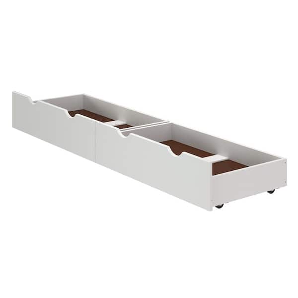 Bolton Furniture Alaterre 37 in. W x 9 in. H White Under Bed Storage Drawers (Set of 2)