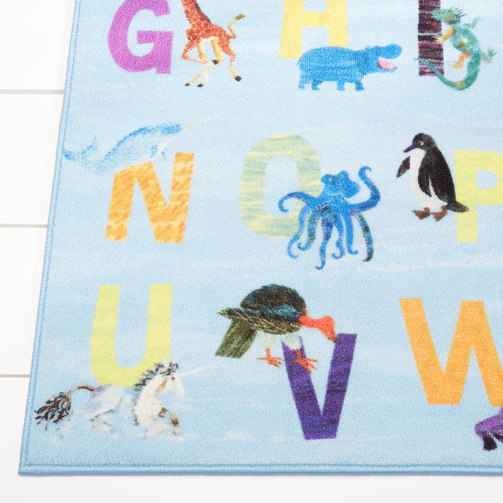 Eric Carle Blue Alphabet Kids Rectangular Washable Area Rug