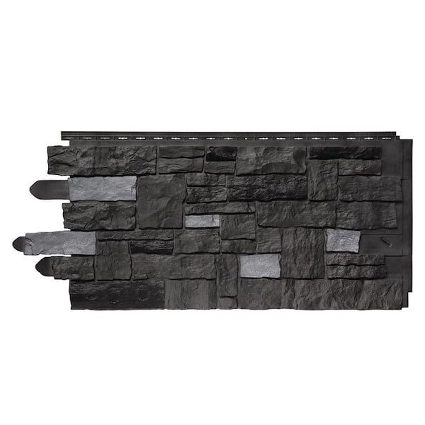 Novik NovikStone AC Artisan Cut (20.3 in. x 45 in.) Stone Siding in Carbon (10 Panels Per Box, 49.3 sq. ft.)