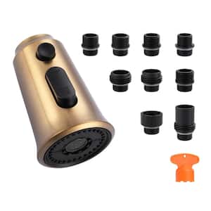 1/2 in. Kitchen Pull Down Faucet Spray Head with 3-Functions and 9 Adapter Kit in Brushed Gold