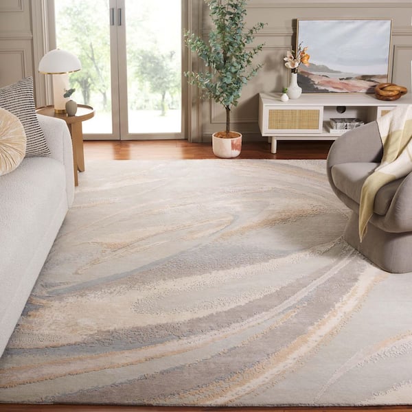 Saint Tropez 9 ft. x 12 ft. Gray/Sage Abstract Area Rug