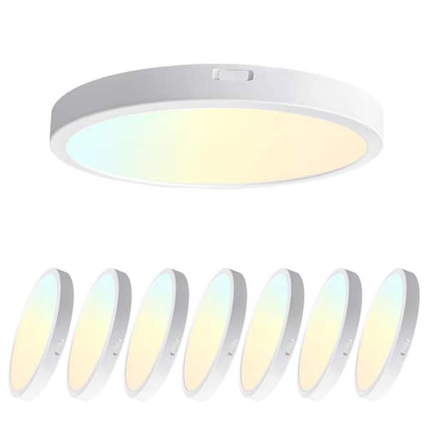 Sofiton 7 in. White Integrated LED Super Narrow Frame Slim LED Flush Mount Light With 5 CCT Selectable (8-Pack)