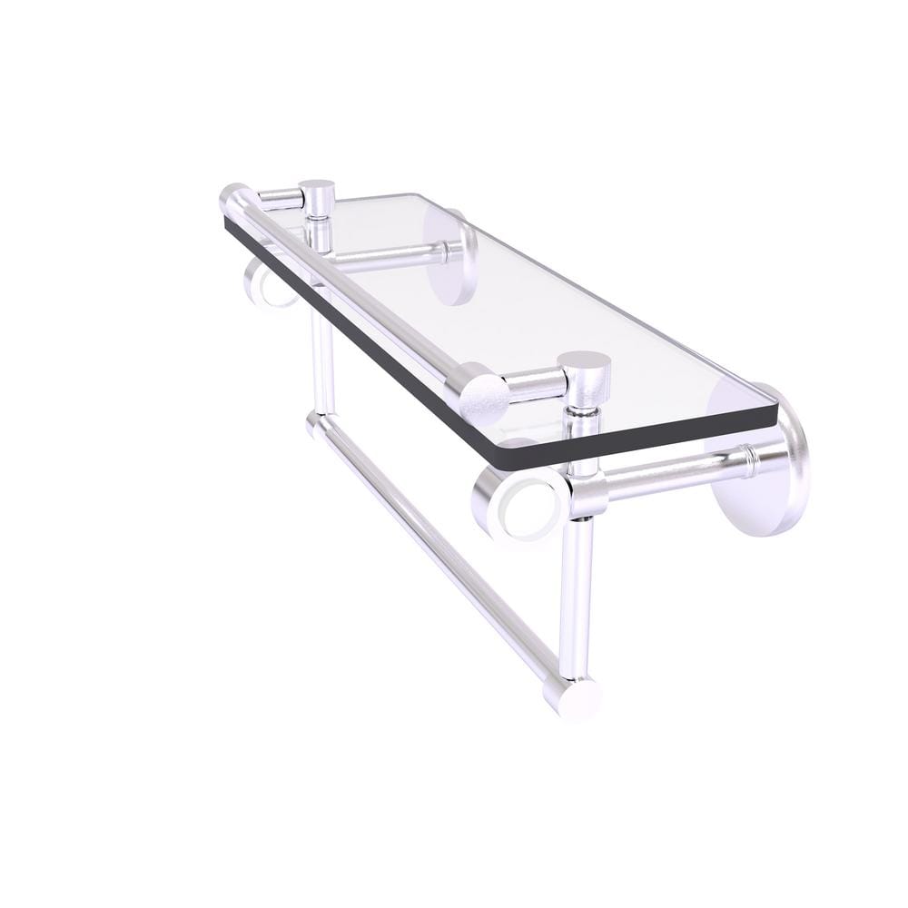 Clearview 16 in. W 6.7 in. H x 5.8 in. D Brass Rectangular Glass Shelf with Gallery Rail and Towel Bar in Satin Chrome price history on PriceWatchPro