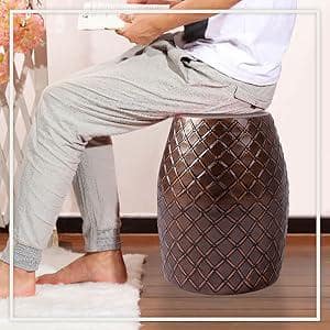 Braga Copper Finish Steel Stool Table Planter