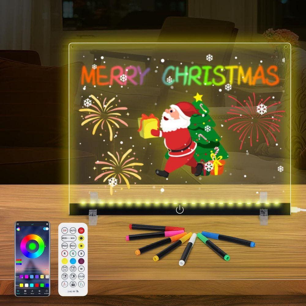 14.1 in. x 10.9 in. Acrylic LED Note Board 16M-Color Display, Music ...