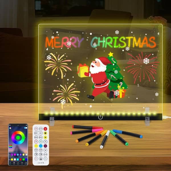 14.1 in. x 10.9 in. Acrylic LED Note Board 16M-Color Display, Music ...