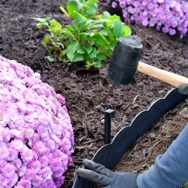 20 ft. Black Woodgrain 2-in-1 Plastic Landscape Edging Kit