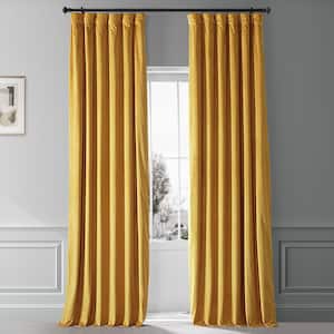 Signature Sophomore Gold Plush Velvet Hotel Blackout Curtain - 50 in. W x 108 in. L (1 Panel)