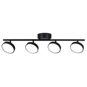 Neelia 4-Light 29.875 in. Ceiling/Wall Black Track-Light Kit with Integrated LED