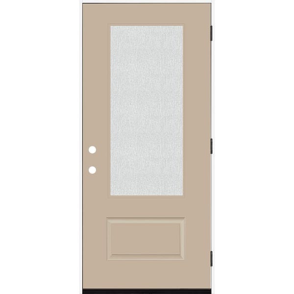Steves & Sons Legacy 36 in. x 80 in. 3/4 Lite Rain Glass LHOS Sandstone Finish Fiberglass Prehung Front Door