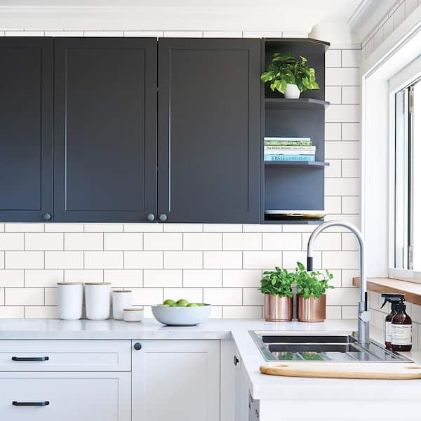 Subway Tile Backsplash Wallpaper