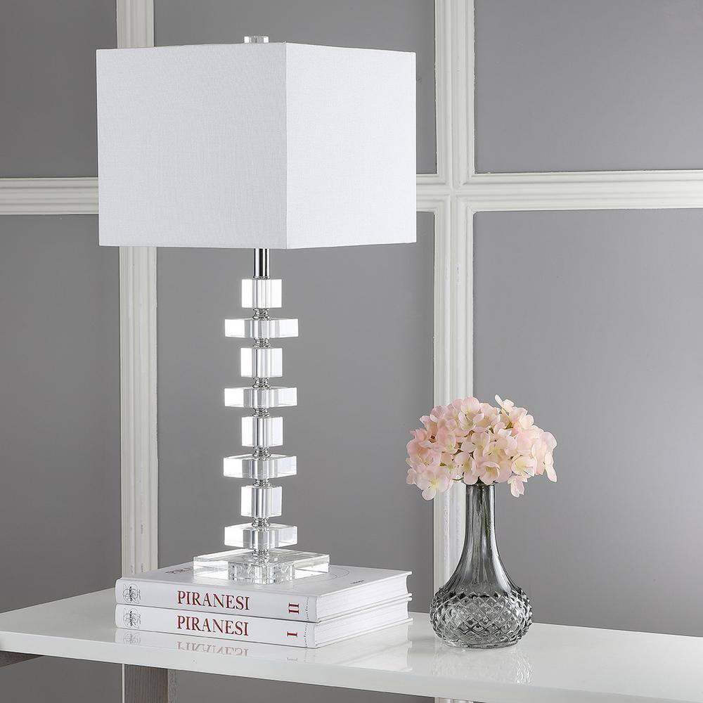 Deco 28.5-Inch Clear Crystal Table Lamp with Chrome Fittings