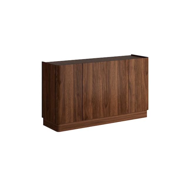 Timgroo 55 in. W x 15.7 in. D x 32 in. H Assembled Base Sideboard Buffet Cabinet in Natural Walnut and 4 Door