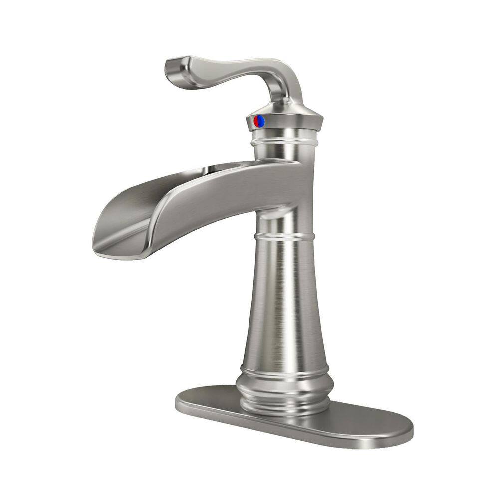 HOMEMYSTIQUE Single Handle Single Hole Bathroom Faucet with Deckplate ...