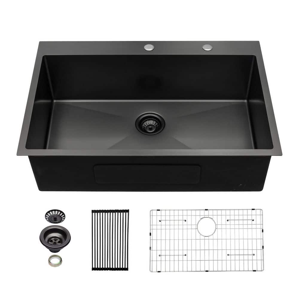 KINGO HOME Schwarze Barspüle Aus Edelstahl – Kleine Spüle Für Küche Oder Bar Mit Schalldämmendem Design