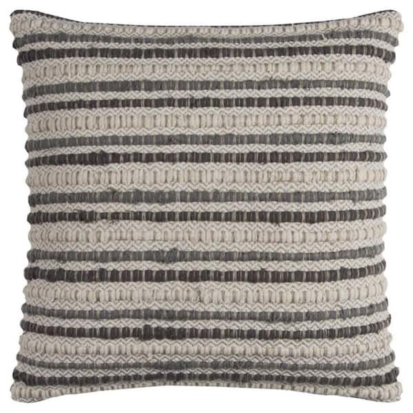 HomeRoots Gray Solid Polyester 20 in. x 20 in. Throw Pillow