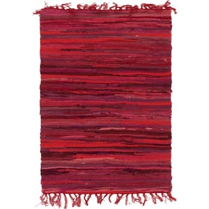Chindi Cotton Striped Red 2 ft. x 3 ft. Accent Rug