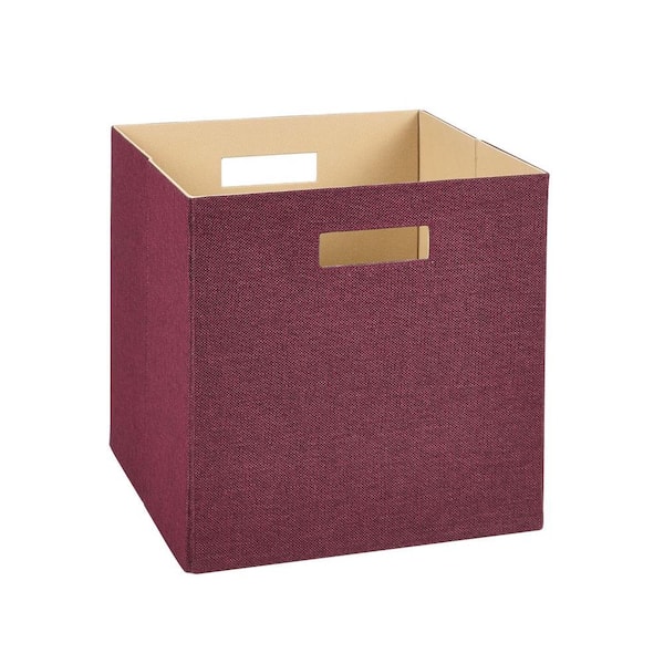 Red Fabric Cube Storage Bin, 13 Inch Cube Storage Bins Wood